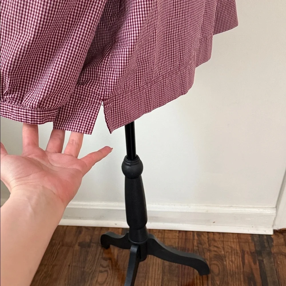 J.Crew Pink Gingham Square Neck Peasant Blouse Cottagecore Cotton XL
